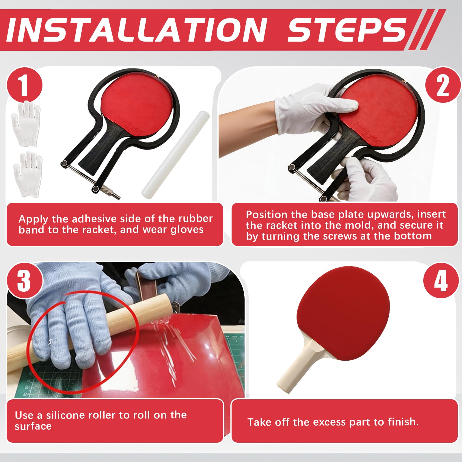 Taglierina per Gomme da Tennis da Tavolo, Kit Strumento di Taglio ad Arco Regolabile con Bastone in Legno e Guanto Accessorio Professionale per Rivestimenti Ping Pong Universale per Racchette