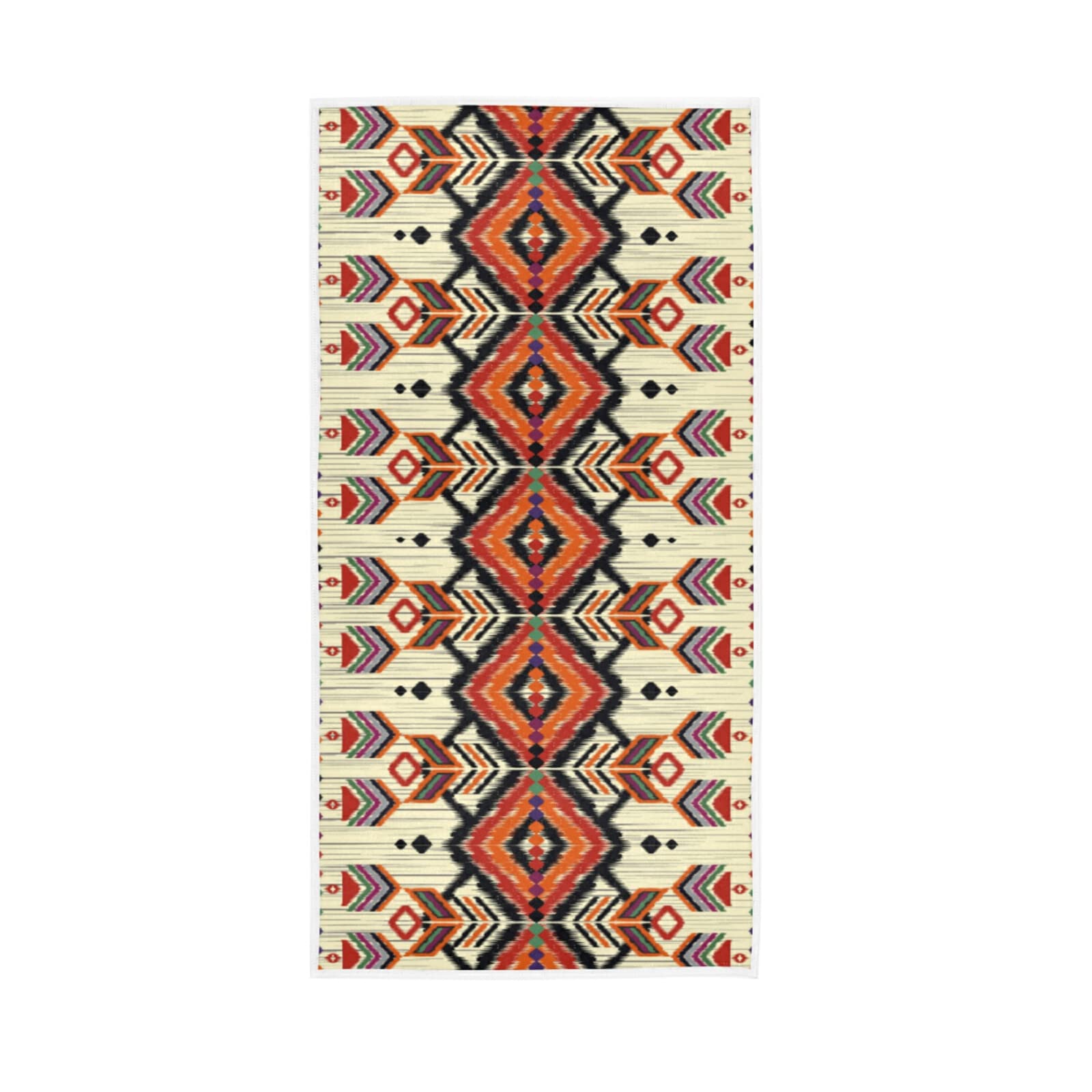 HUYGD Geometric Ethnic Oriental Traditional Tribal Orange Embroidery Style Soft Hand Bath Towel 30" x 15" Thin Fast Drying Absorbent Soft Towels for Kitchen Gym Spa Hotel Beach