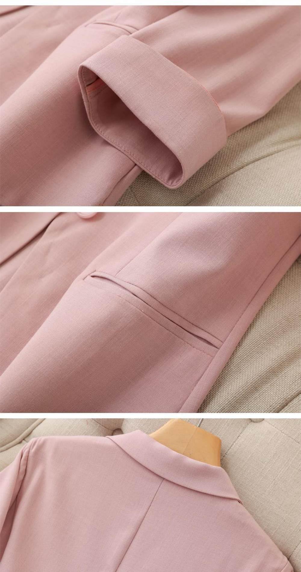 Anzug Damen,Kurzer Damen Blazer, 3/4 Ärmel, Gekerbtes Revers, Jaclet, Lässiger Cardigan Mit Offener Vorderseite, Rosa Leinen, Slim Fit Mantel, Abendanzug, Jacken, Achselzucken, Business, Maßgesch