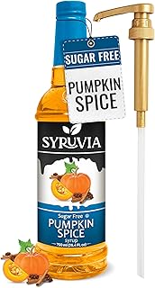 Syruvia Sugar Free Coffee Syrup, Pumpkin Spice Flavored Syrup for Drinks, Lattes, and Desserts – 25.4 fl oz - with Pump