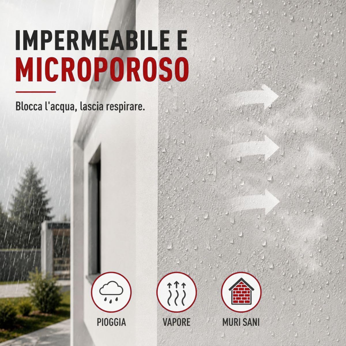 Pittura Facciata Acrilica per Intonaco 2,5 L Bianco | Impermeabilizza le Facciate, Copre le Microfessure, Microporosa, Alto Potere Coprente, Finitura Opaca - Arcane Industries