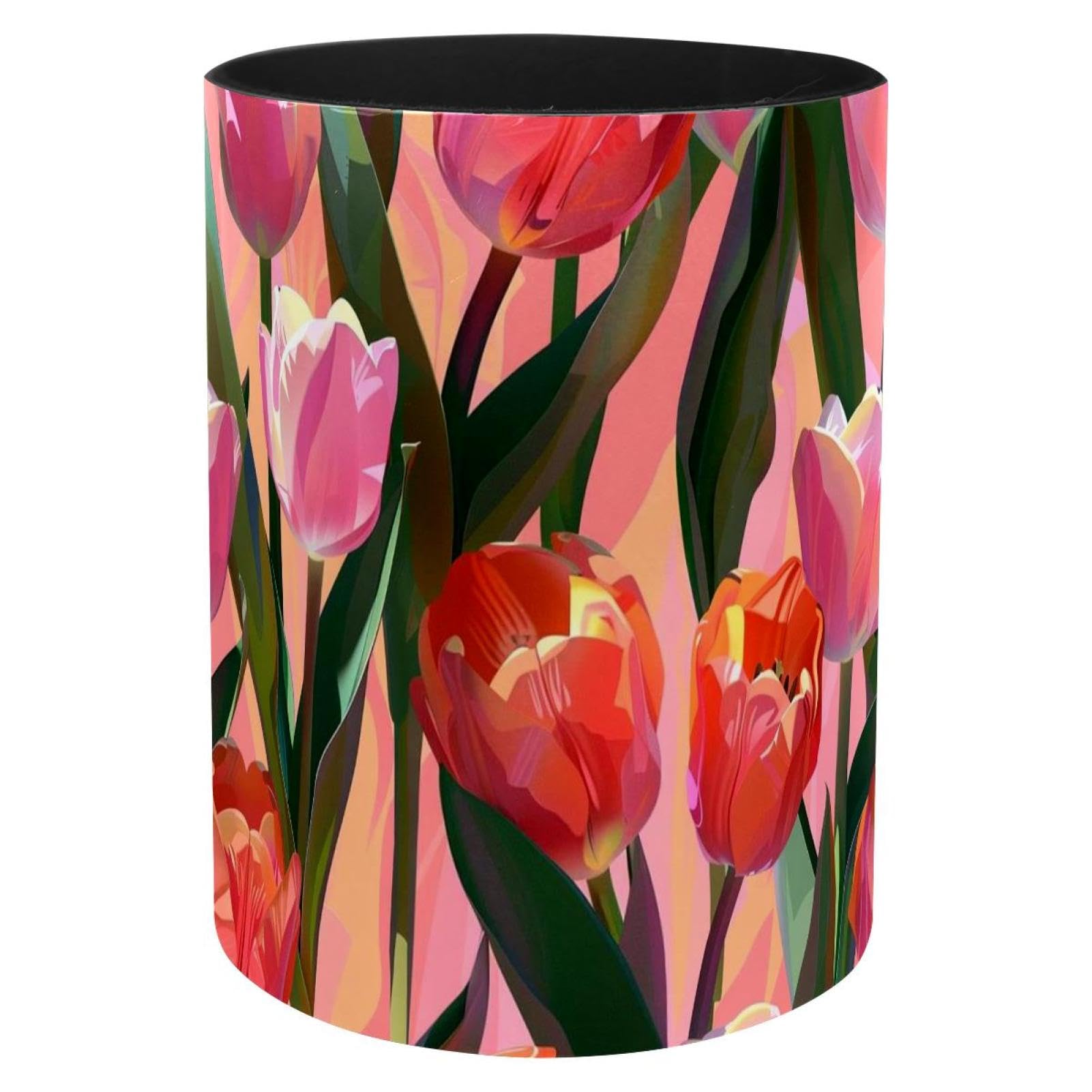 Porte-stylos en métal motif tulipe rose pour bureau et école