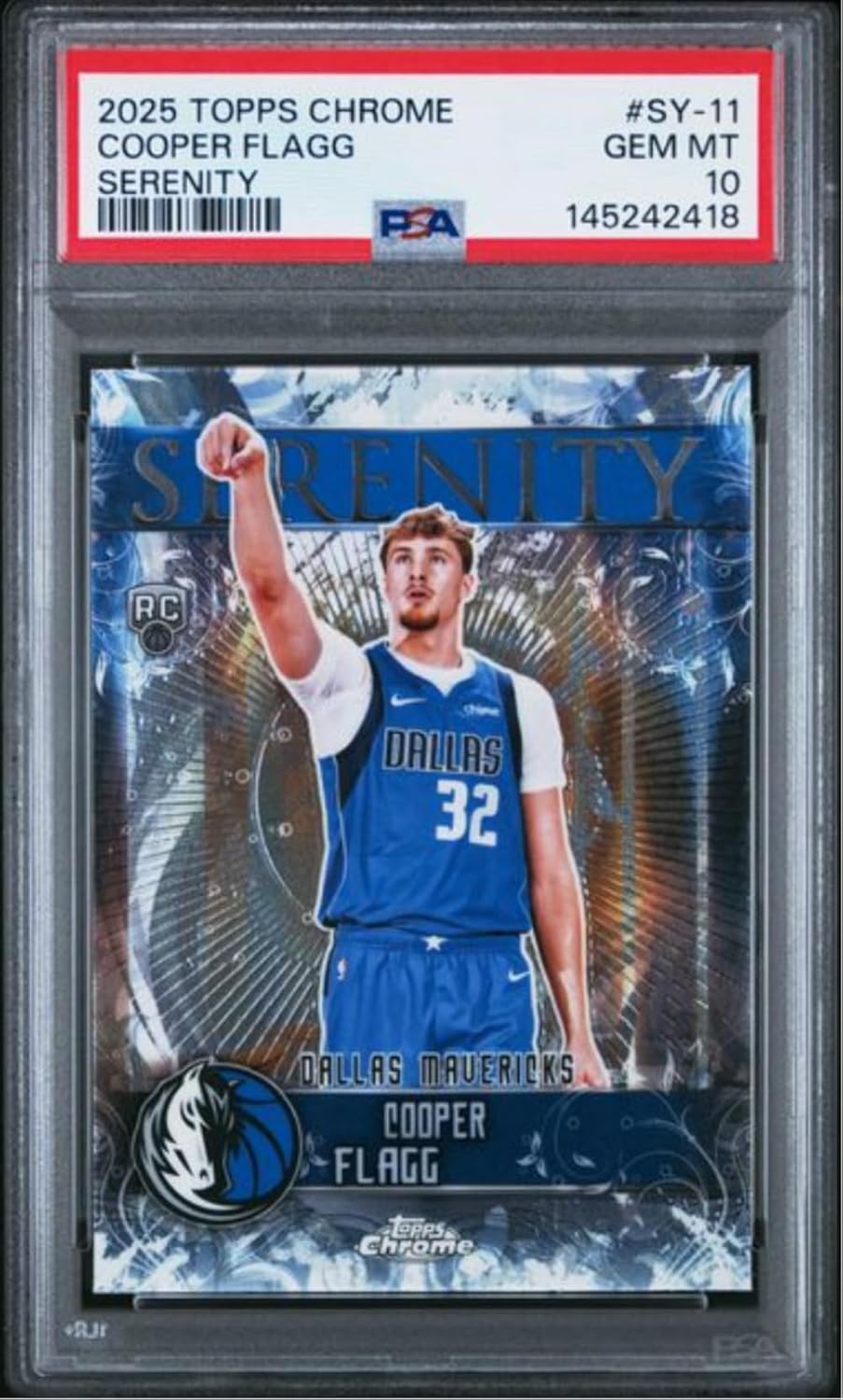 Graded 2025 Topps Chrome Cooper Flagg #SY11 Serenity Rookie RC Basketball Card PSA 10 Gem Mint