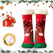 WELLXUNK Christmas Socks, Christmas Socks, Warm Socks, Women's Christmas Socks, Christmas Socks Non-Slip Socks, Women's Slippers Socks