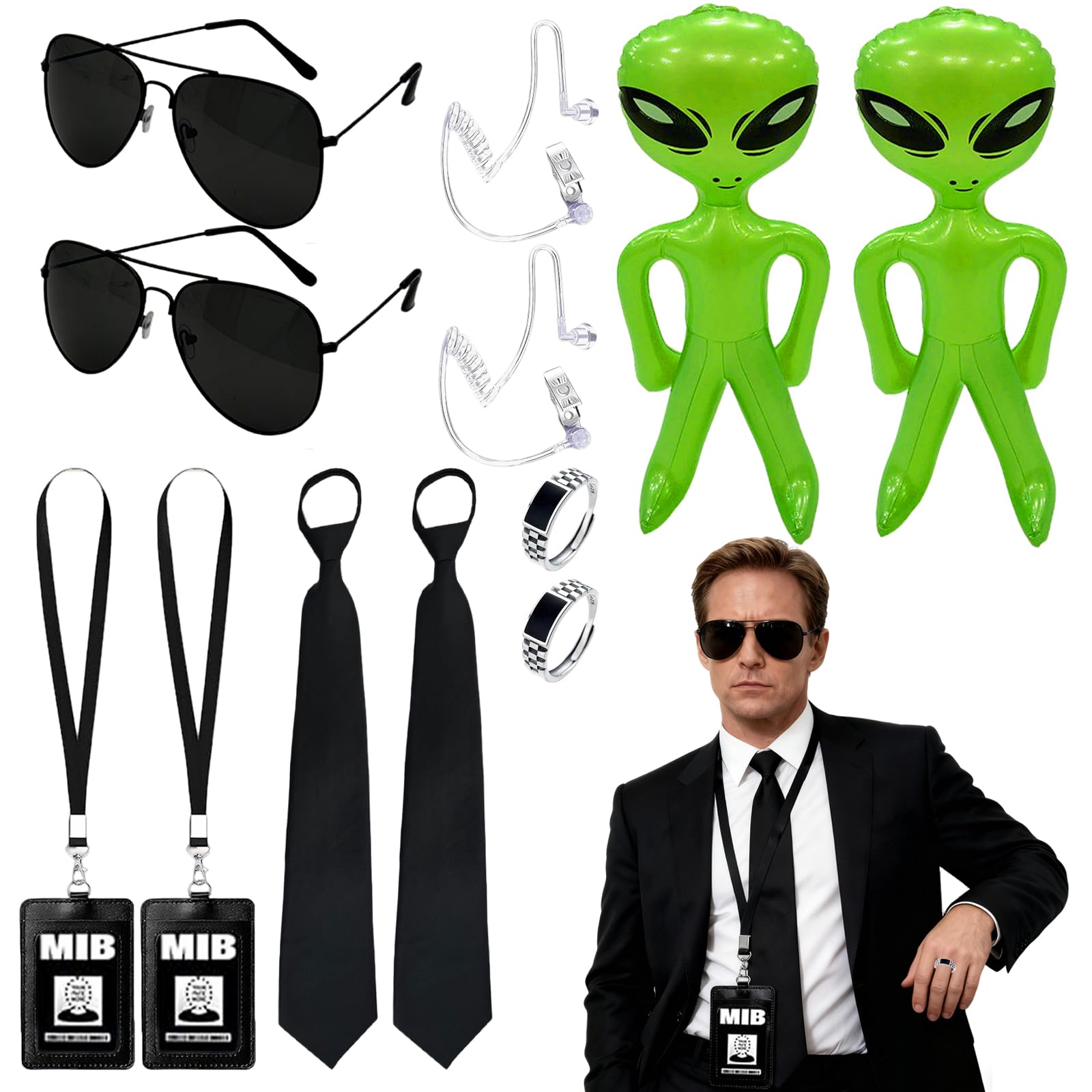 Atomvia 12Pcs Secret Agent Accessories Set, Men in Black Costume Accessories