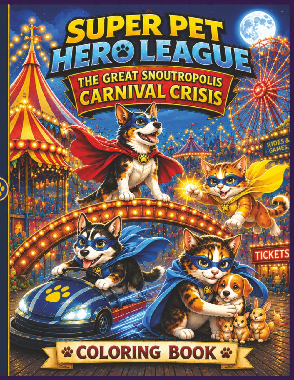 Super Pet Hero League: The Great Snoutropolis Carnival Crisis Coloring Book: A Heroic Carnival Adventure Filled With Fun, Mystery, And Super-Powered Action! (Super Pet Hero League Hero Adventures)