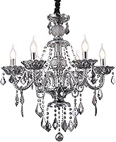 UboxinChandelier 6-Light Smoky Gray K9 Crystal Modern Chandelier - Luxury Hanging Ceiling Fixture for Dining Room, Living Room, Bedroom