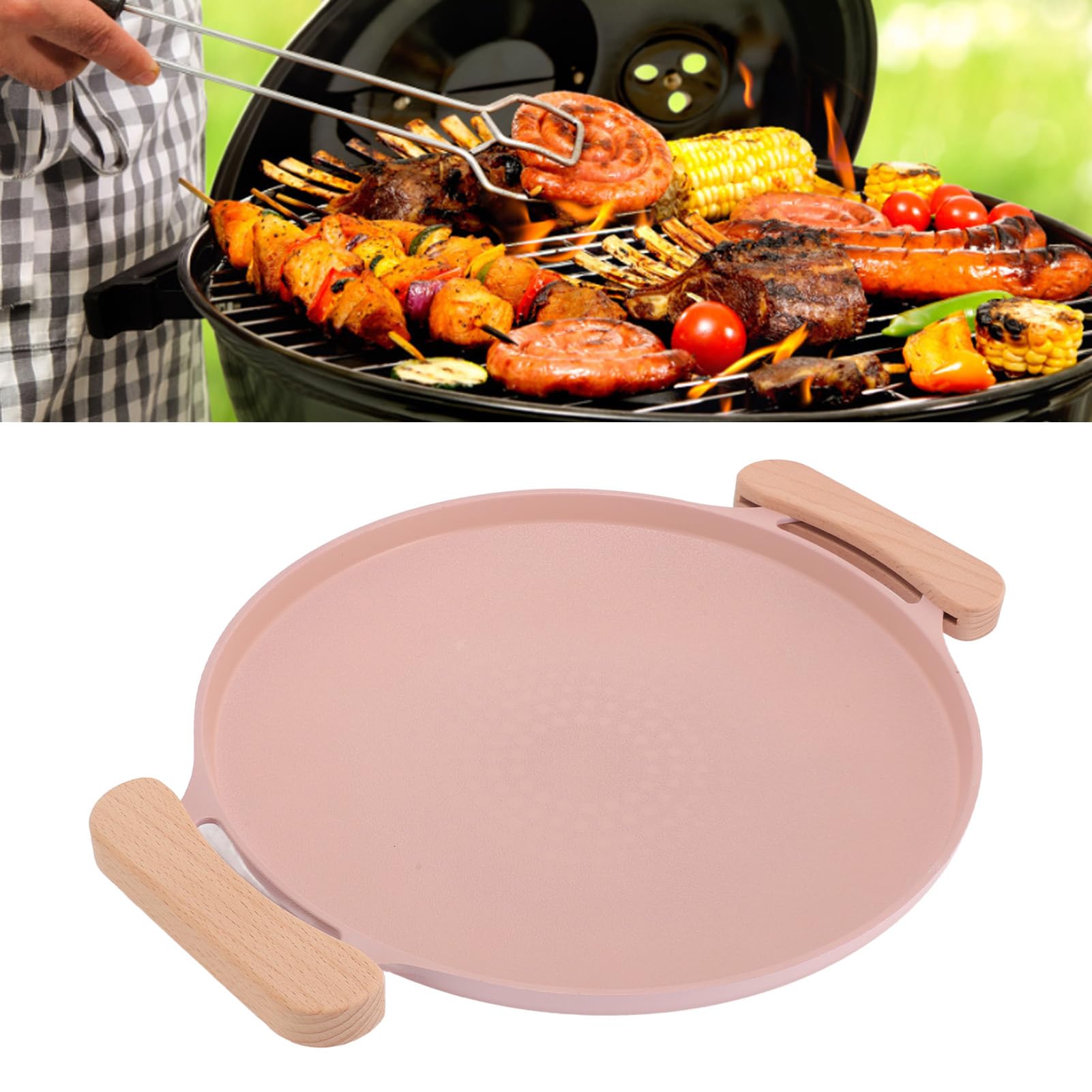 Nieprzywierająca koreańska patelnia do grilla, przenośna aluminiowa płyta grillowa z uchwytami, równomierne rozprowadzanie ciepła, idealna do grillowania wewnątrz i na zewnątrz, idealna na spotkania