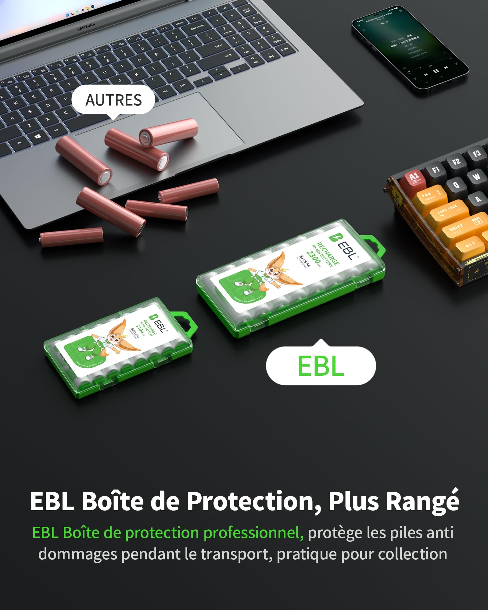 EBL Lot de 16 Piles Rechargeables AA AAA Ni-MH 1.2V HR6 HR03
