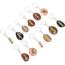 ROCKIMPACT 12pcs Engraved Inspirational Keychains, Natural River Stone Key Rings, Wholesale Faith Rocks, Novelty Healing Stone Key Chain Bulk, Assorted Sayings