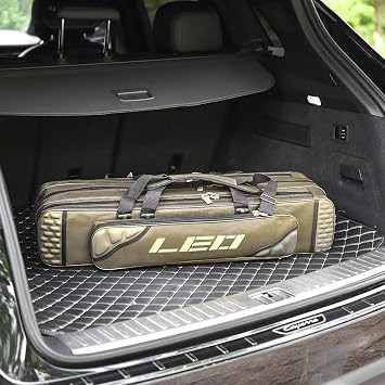 Lixada Fishing Rod Case Potable Canvas Fishing Pole Tools Reel Storage Bag Durable Fishing Gear Tackle Carry Cases 3 Layer, 90cm