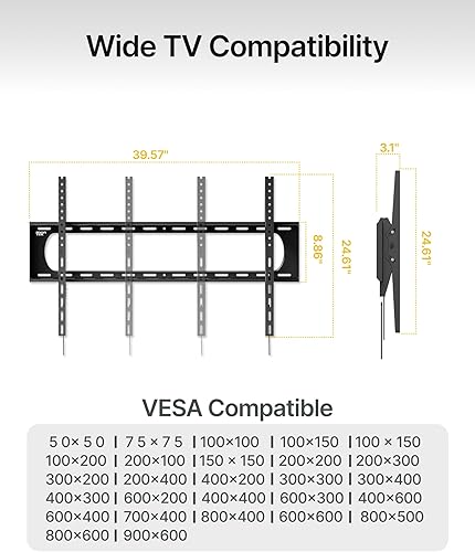 Miniatura 6 de monTEK Soporte de pared de TV inclinable resistente para televisores grandes de 60 a 120 pulgadas de hasta 300 libras, VESA máximo de 900 x 600,