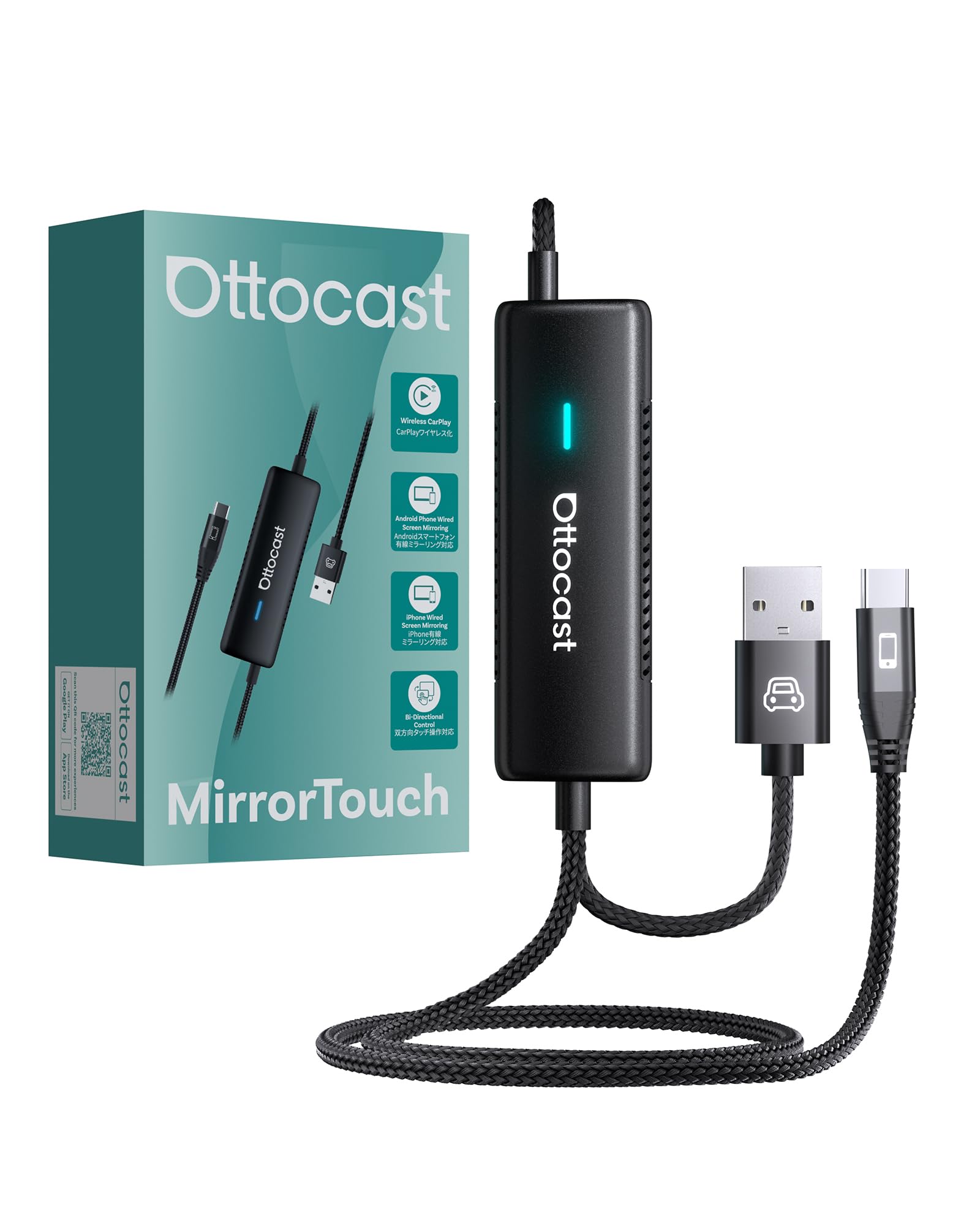 OTTOCAST Mirror Touch 2025 – Adattatore CarPlay wireless con