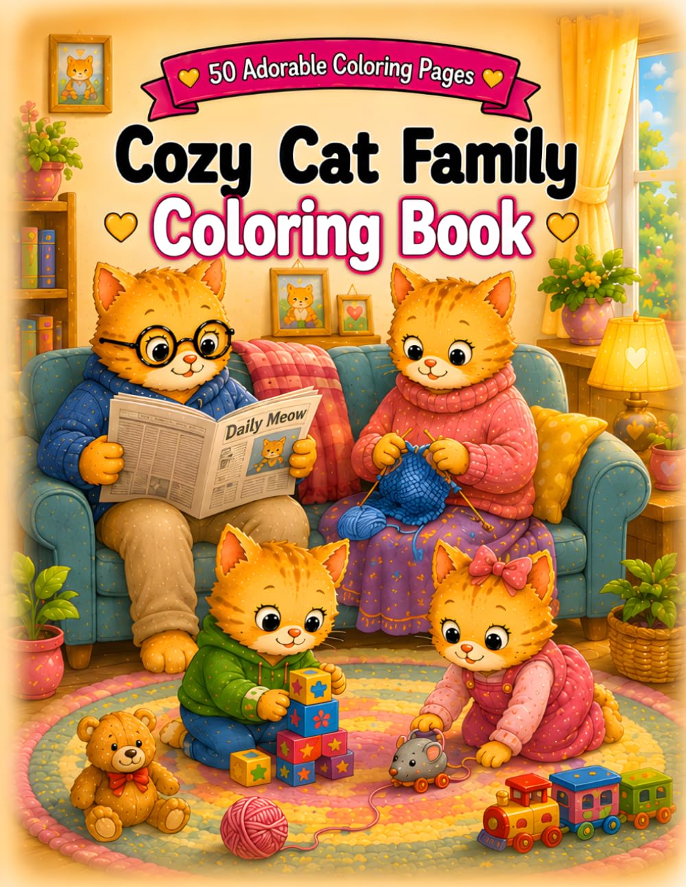 Cozy Cat Family Coloring Book: 50 Adorable Coloring Pages for Relaxation and Fun