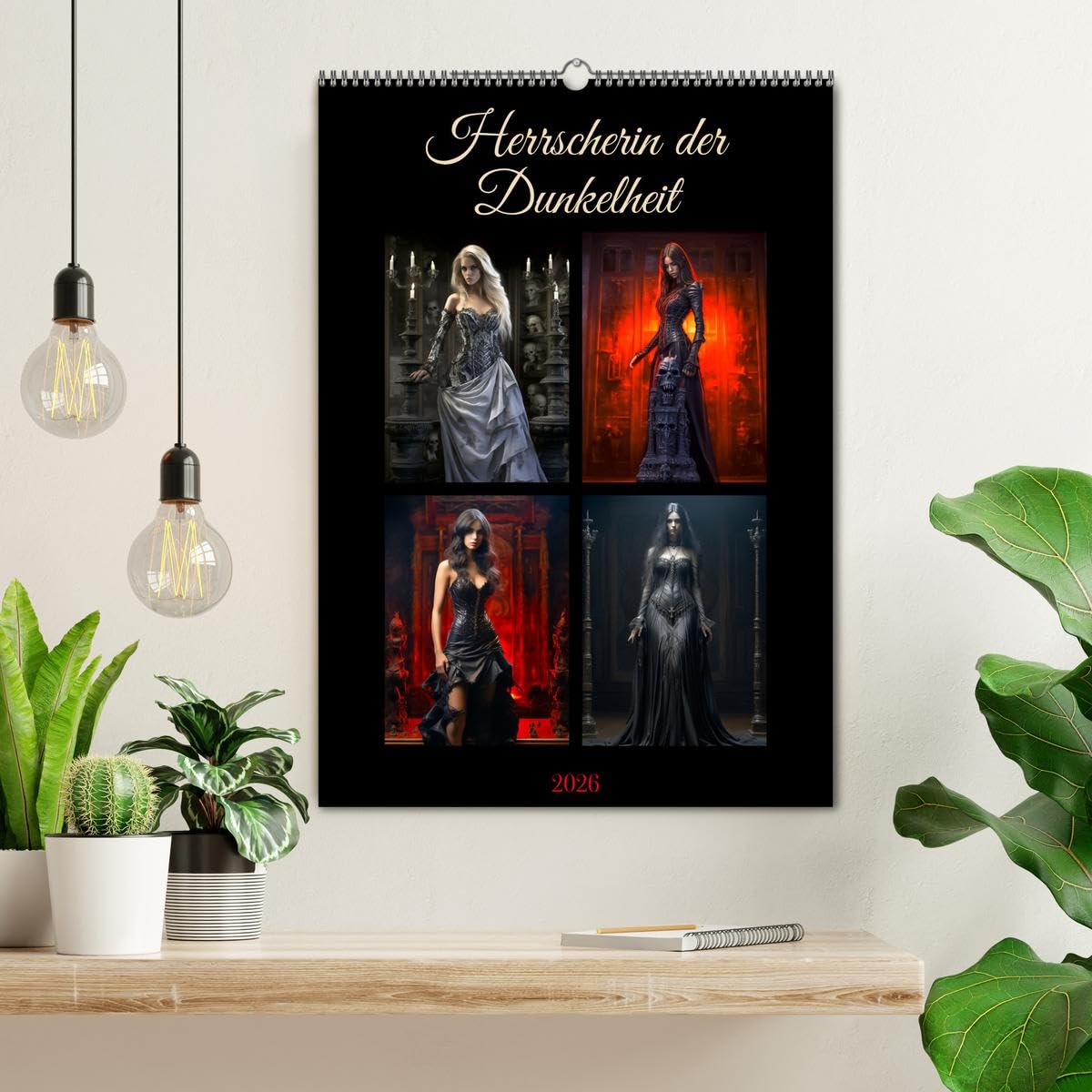 Herrscherin der Dunkelheit (Wandkalender 2026 DIN A2 hoch), CALVENDO Monatskalender: Geheimnisvoll, mächtig, unvergänglich.Tritt ein in ihr Reich und spüre die Magie der Nacht! (CALVENDO Erotik)