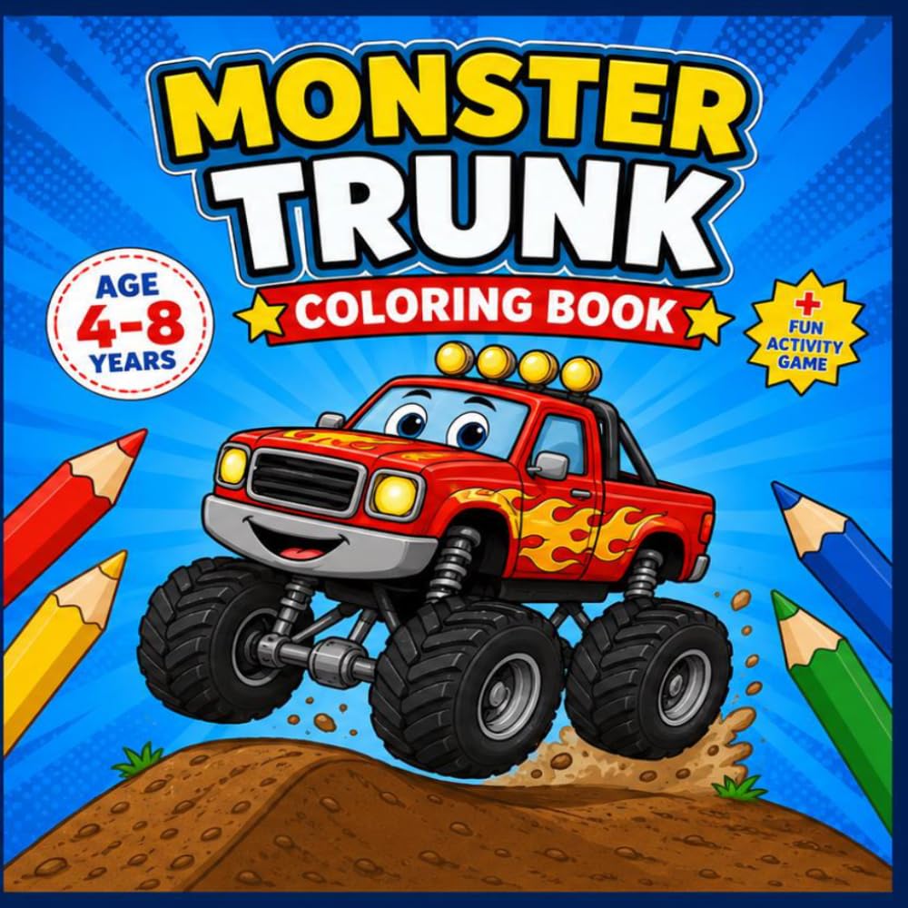 Monster Truck coloring book: Monster Truck coloring pages and fun activities for kids ages 4-8