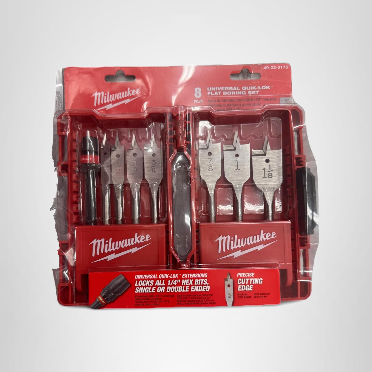 Milwaukee 49-22-0175 8-Piece Universal Quik-Lok Flat Boring Spade