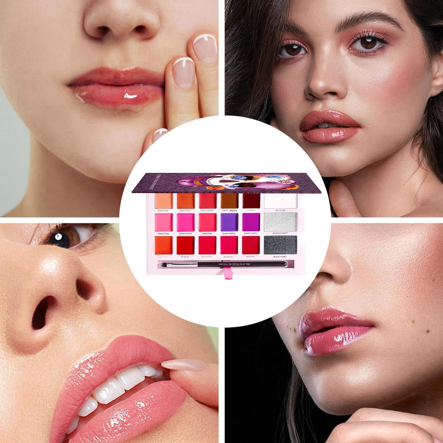 Palette di per donne, per labbra per trucco Rossetto a 18 colori idratante | Cosmetici in costume di Halloween A lungo duratura per la raccolta, le prestazioni