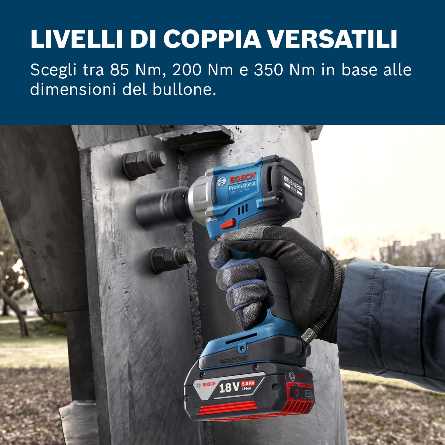 Bosch Professional 18V System Avvitatore a massa battente GDS 18V-350 (senza batteria/caricabatteria)