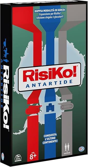 EDITRICE GIOCHI, Risiko! Antartide, Gioco di Strategia, 2 Giochi in Scatola in 1 per Sfide tra Amici e in Famiglia, Giochi da Tavolo per Adulti e Bambini, Espansione di Risiko e Gioco Singolo, 8+ Anni