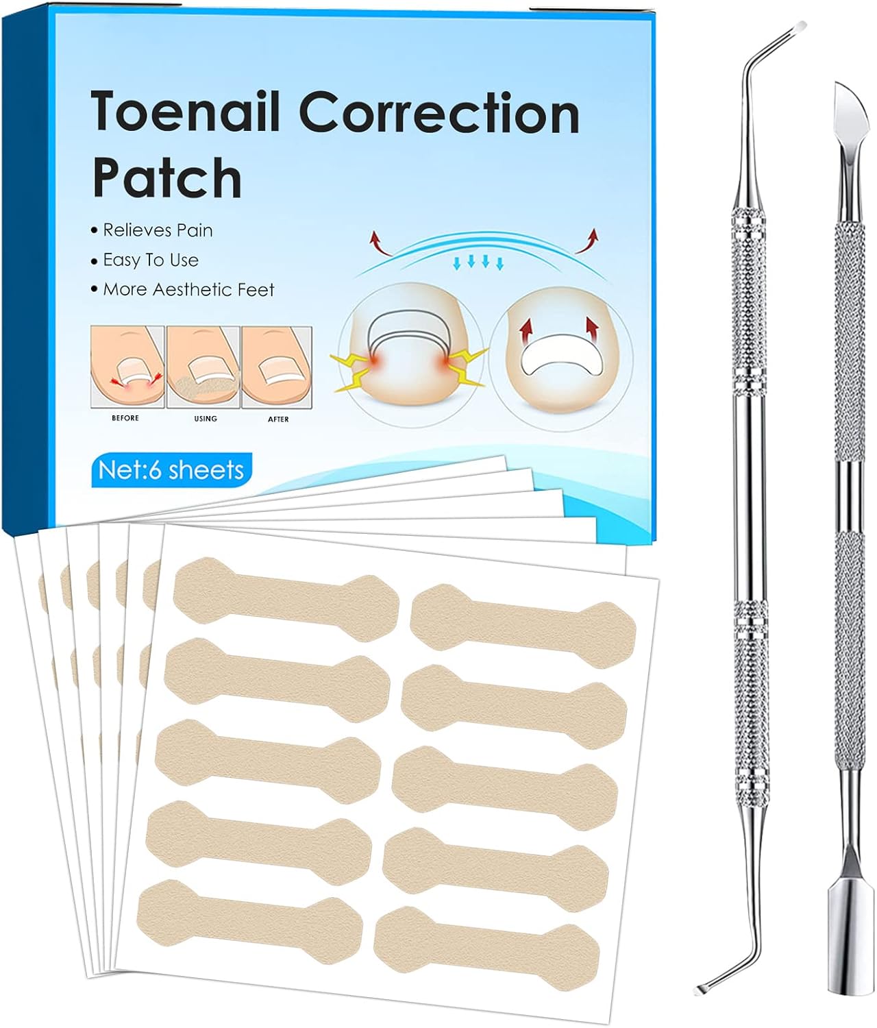 IngrownToenailTreatment 60PCSToenailCorrectorPatchwithFileand