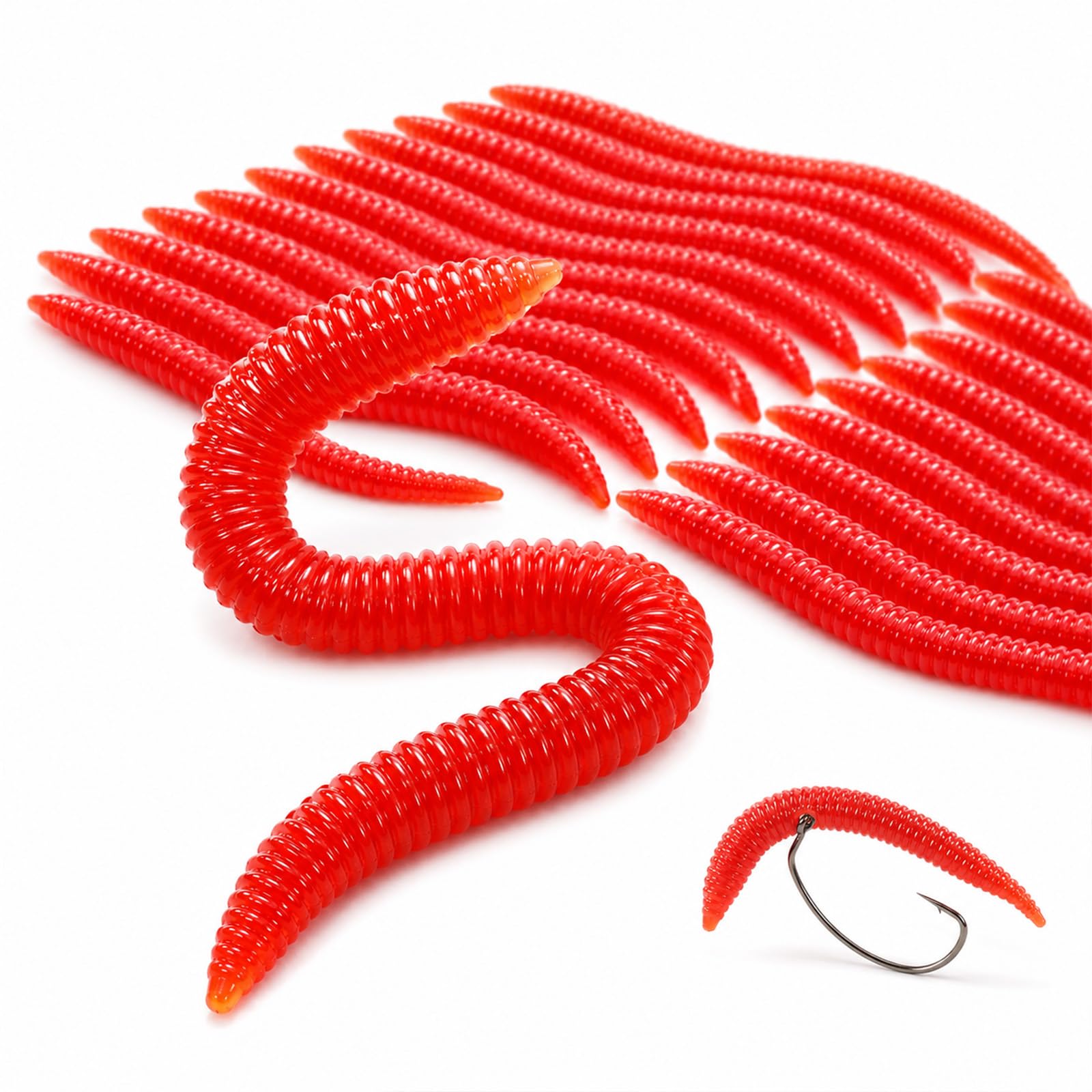 20Pcs Artificial Fishing Worms Soft PVC Baits Lifelike Freshwater Saltwater