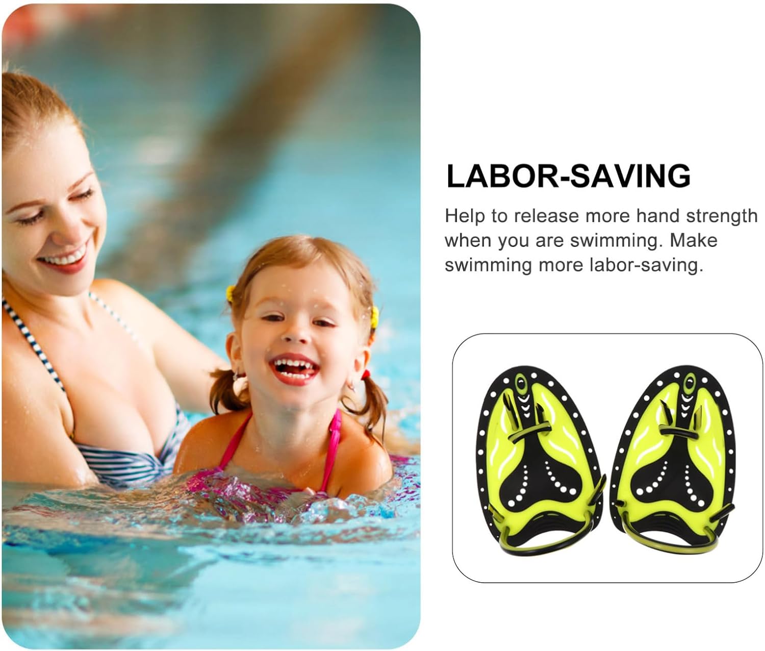 1 Pair Swim Hand Paddles for Swimming Training, Comfortable Adjustable Silicone Flat Paddles with Ergonomically Designed Shape, Swim Training Gear