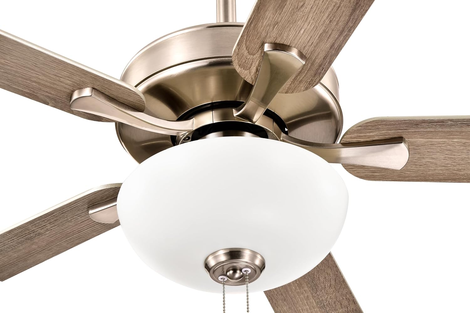 Edvivi 52" Ceiling Fan with LED Lights and Pull Chain Control, Low Profile Ceiling Fan with 5 Dual Finish Blades, 3-Speed Noiseless Reversible Motor, Brushed Nickel for Bedroom Living Room Indoor Use