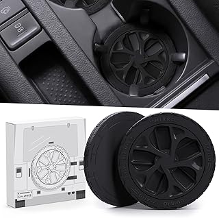 Sponsored Ad - UMIRRO Car Cup Coasters, Tire-Style Silicone Cup Holder Inserts to Catch Spills, Fit Most Vehicles, Car Interior Decor Accessories for Men, Dad, Him, Mechanic Gifts for Guys, Drivers, 2 Pack, Black
