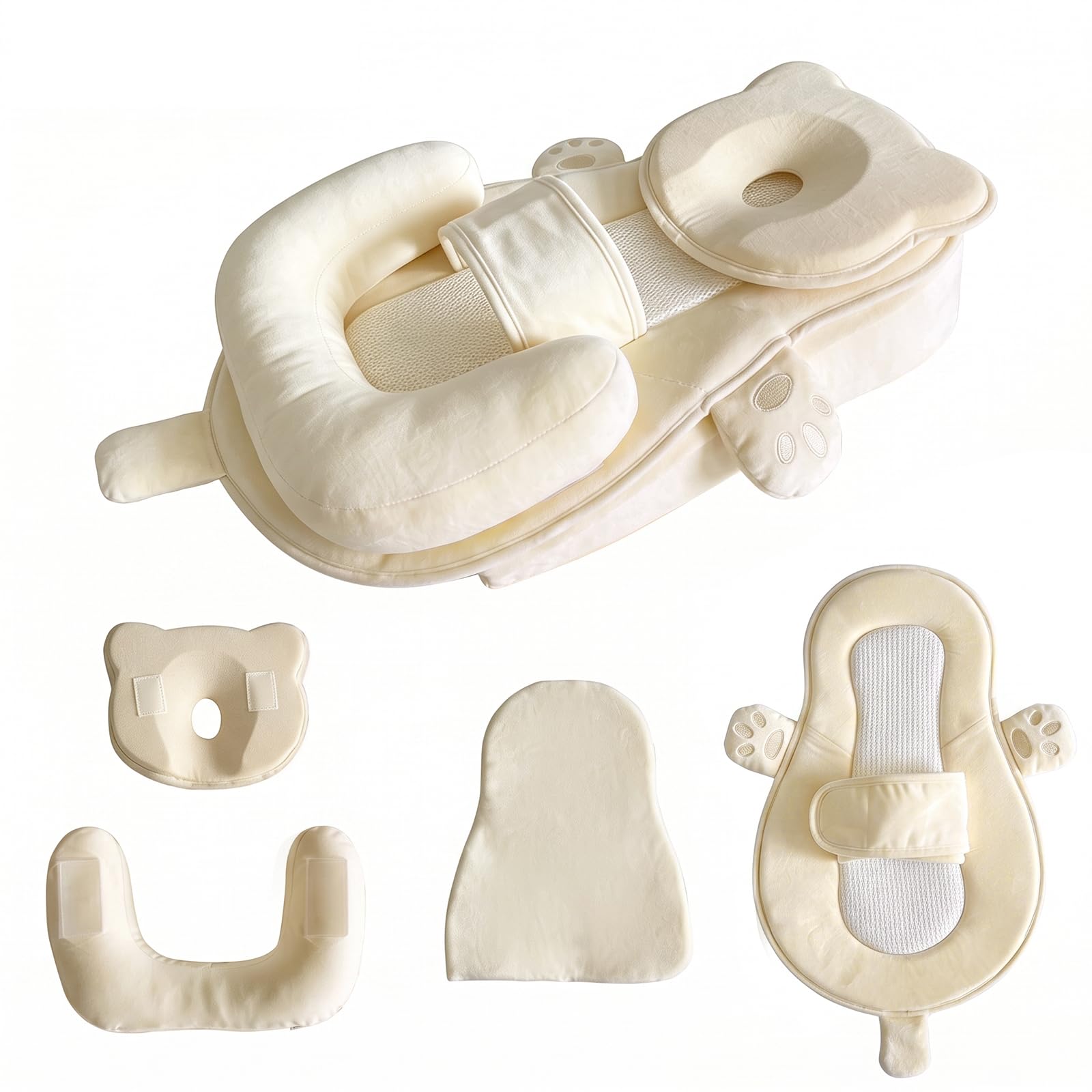 OKYUK Almohada de apoyo para lactancia, almohada de lactancia para bebés con correa de seguridad ajustable, cojín ergonómico de alimentación posparto para madres, espuma viscoelástica suave, regalo de