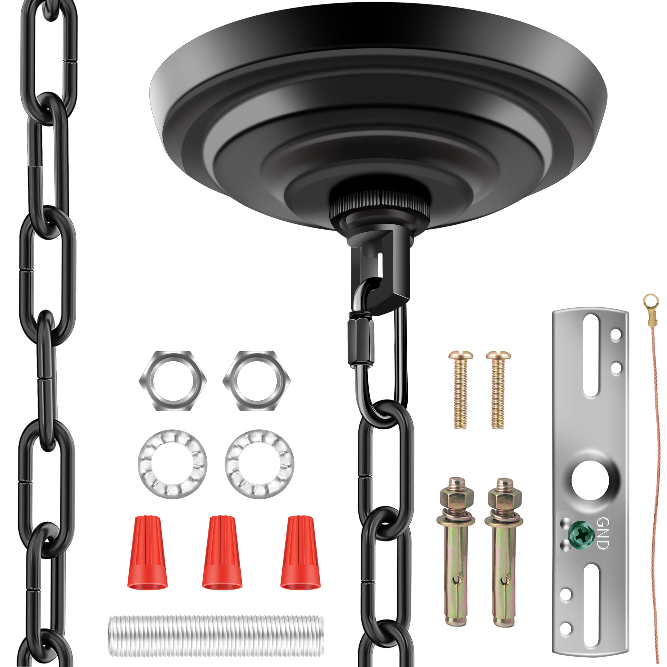 5-5/16 Inch Light Canopy Kit with 6 Feet Hanging Chain, Heavy Duty, Replacement Cover Plate for Chandelier, Pendant Light, Swag Light, Ceiling Fan, Flower Basket or DIY Projects (Chrome) — Amazon image 9