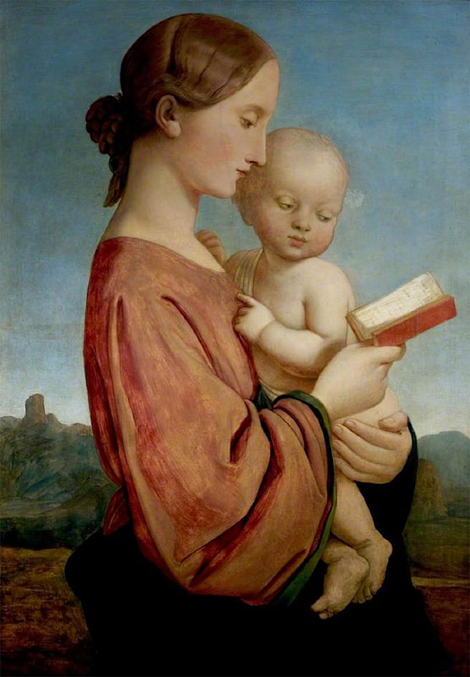 HRJUBWREE Oil Painting Prints on Canvas Painting Picture Virgin and Child by William Dyce Artwork Canvas Prints for Office Decor 60x90cm
