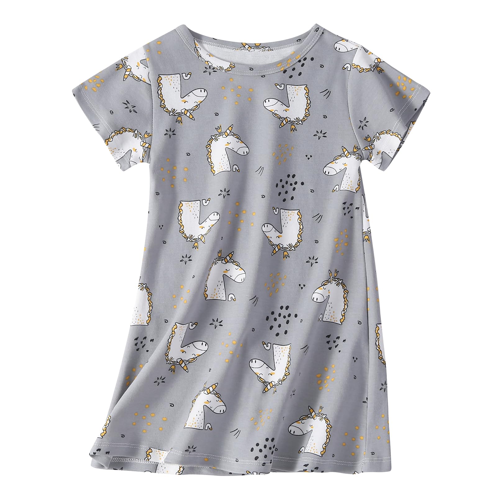 Xrknofio Girl's Cotton Nightgowns Short Sleeve Princess Sleep Shirts Comfy Nightdress Sleepwear