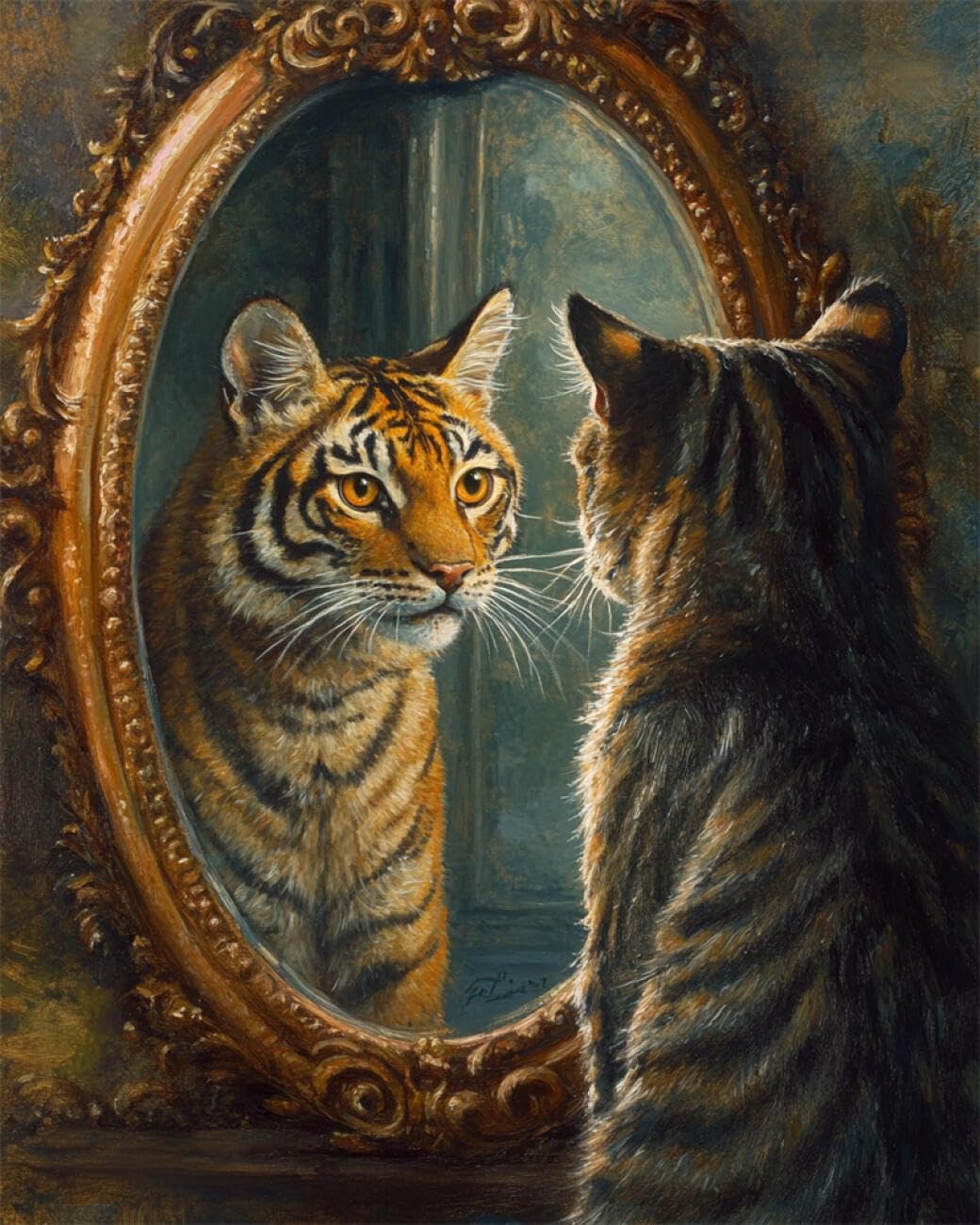 RKFLGEW DIY Embroidery Set Fantasy Tiger 50x70cm
