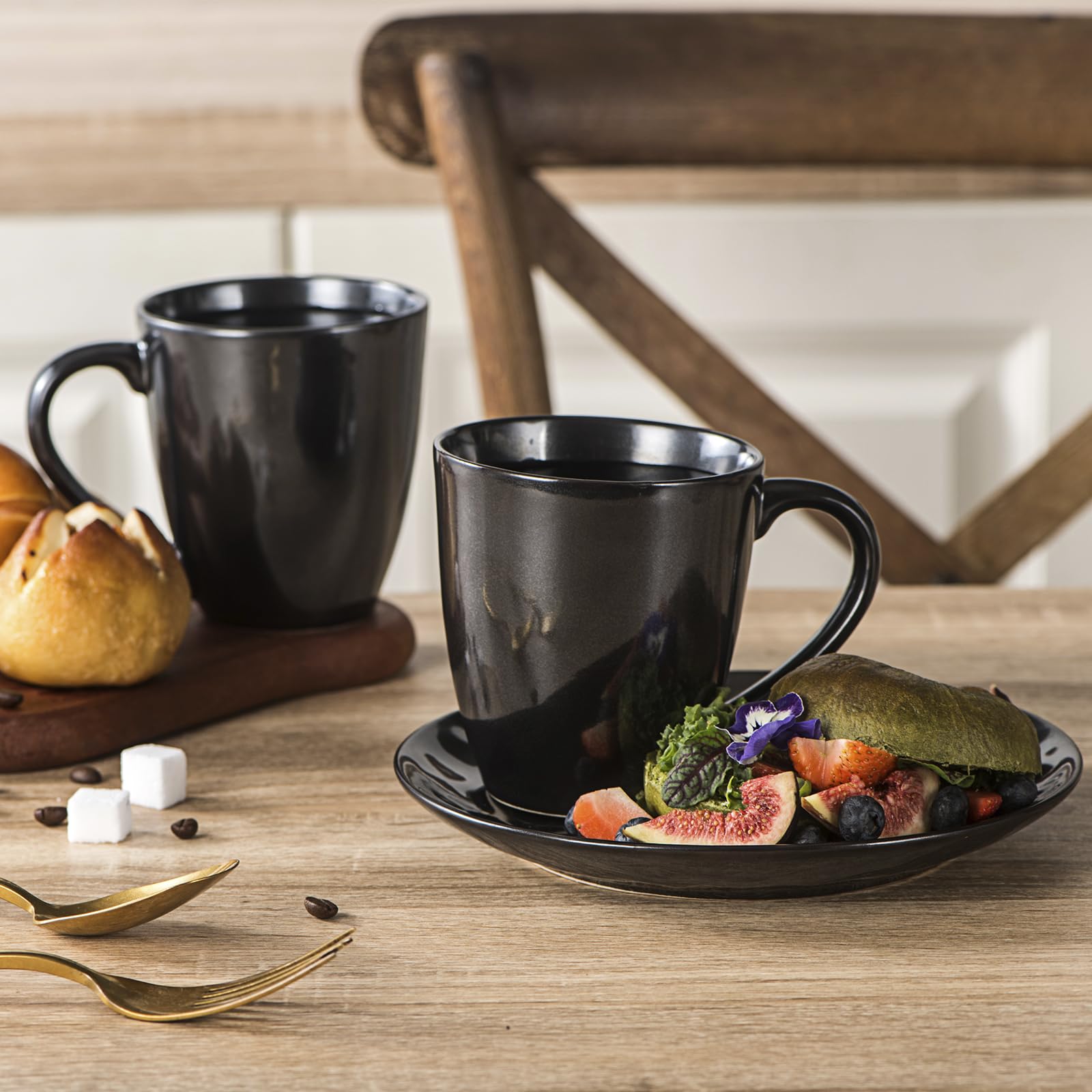 Hasense Lot De 4 Tasses à Café En Céramique Avec Poignée, Pour Latte, Thé, Chocolat, Cadeau