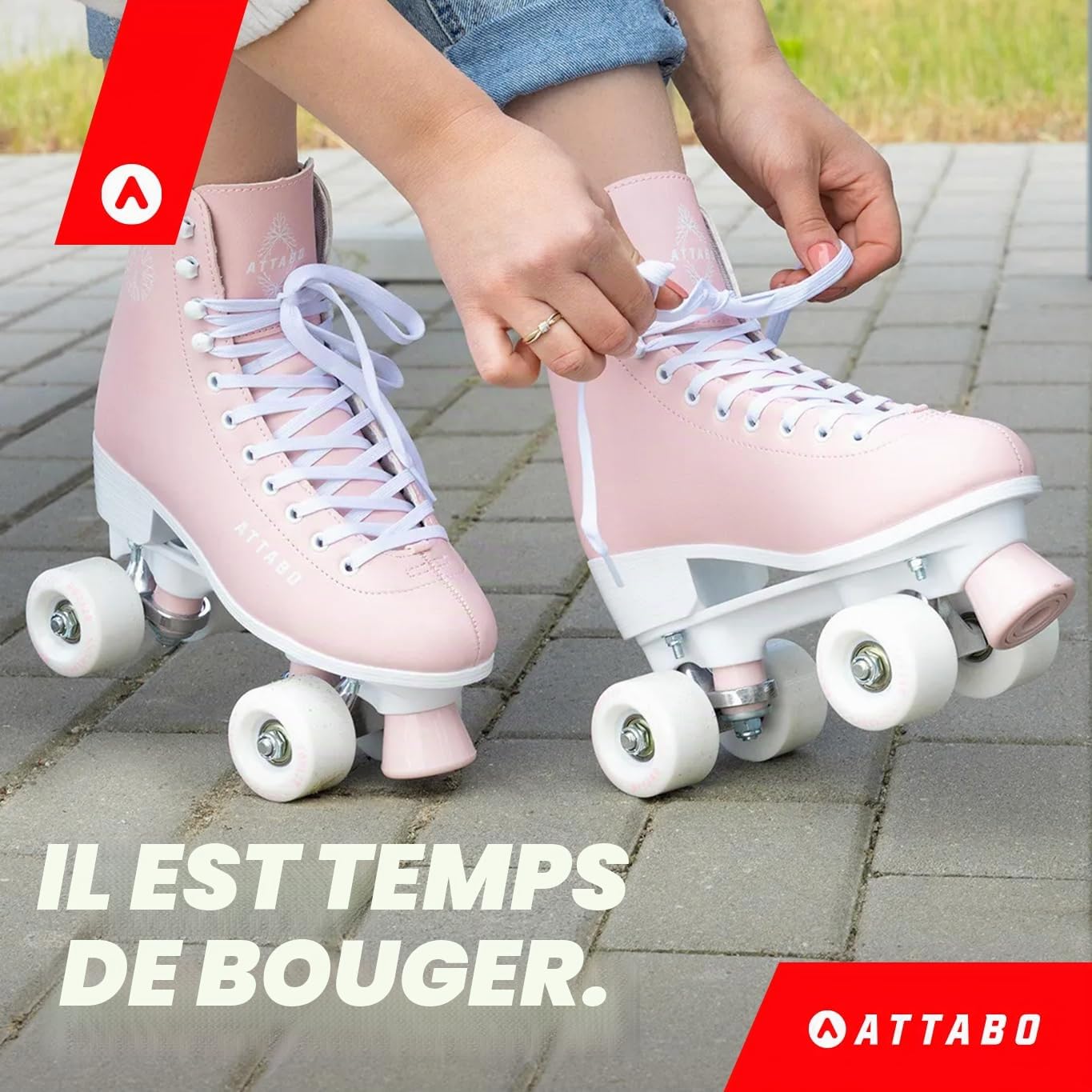 Patins à roulettes ATTABO Serena Taille 36-41 EU Ajustable ABEC-3 Aluminium Cuir Protection Orteils Freinage Roues 82A