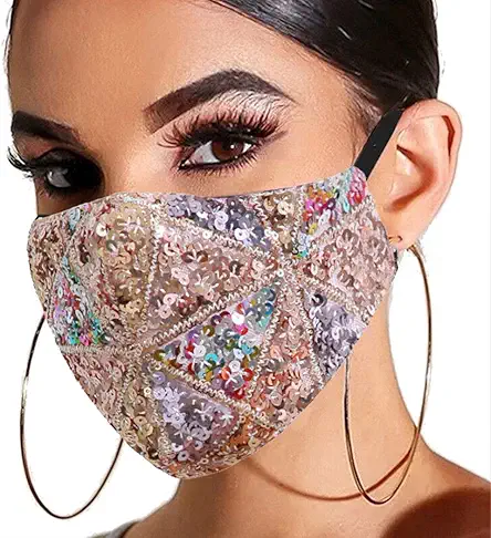 GORTIN Sparkle Sequins Mouth Cover Glitter Masquerade Mouth...