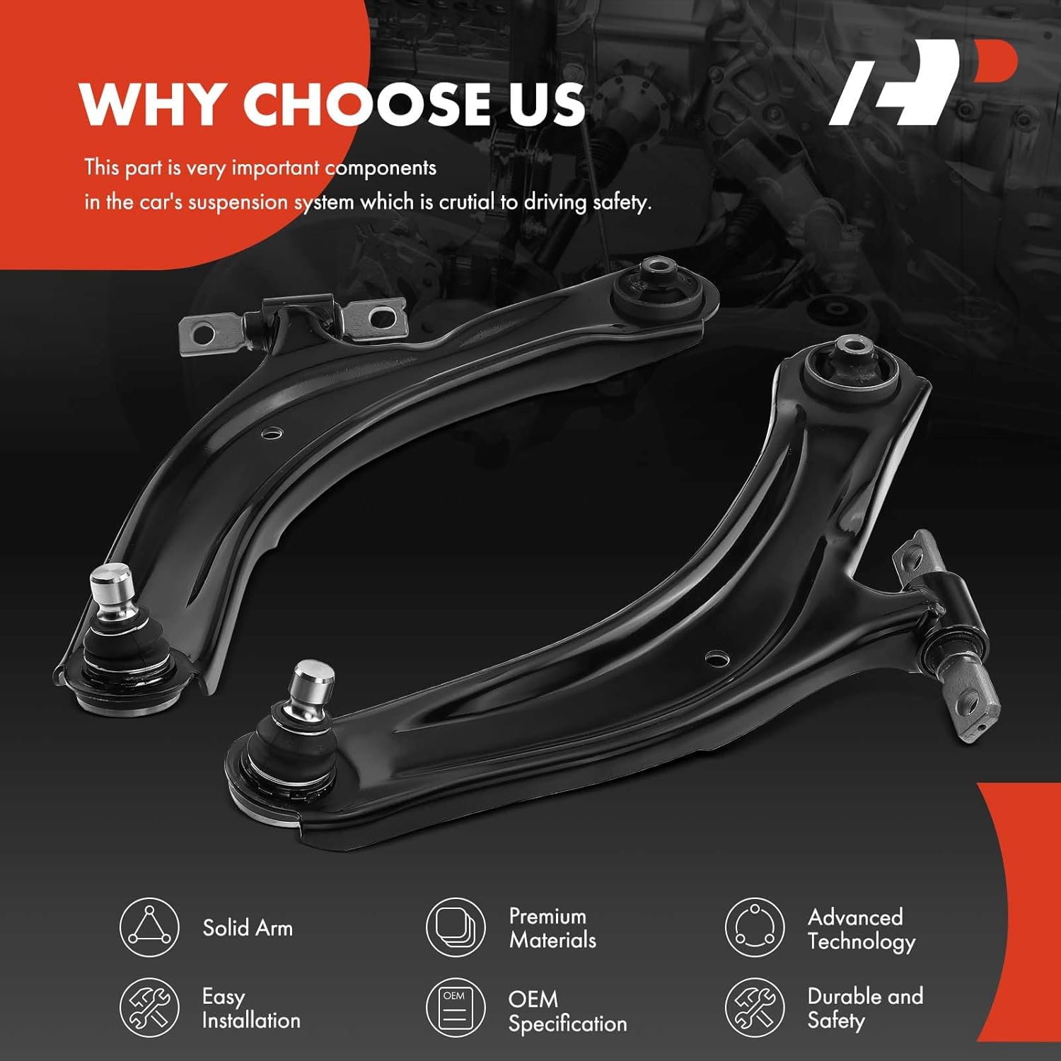 A-Premium 2 x Front Lower Control Arm, with Ball Joint & Bushing, Compatible with Nissan Rogue 2008-2013, Rogue Select 2014-2015