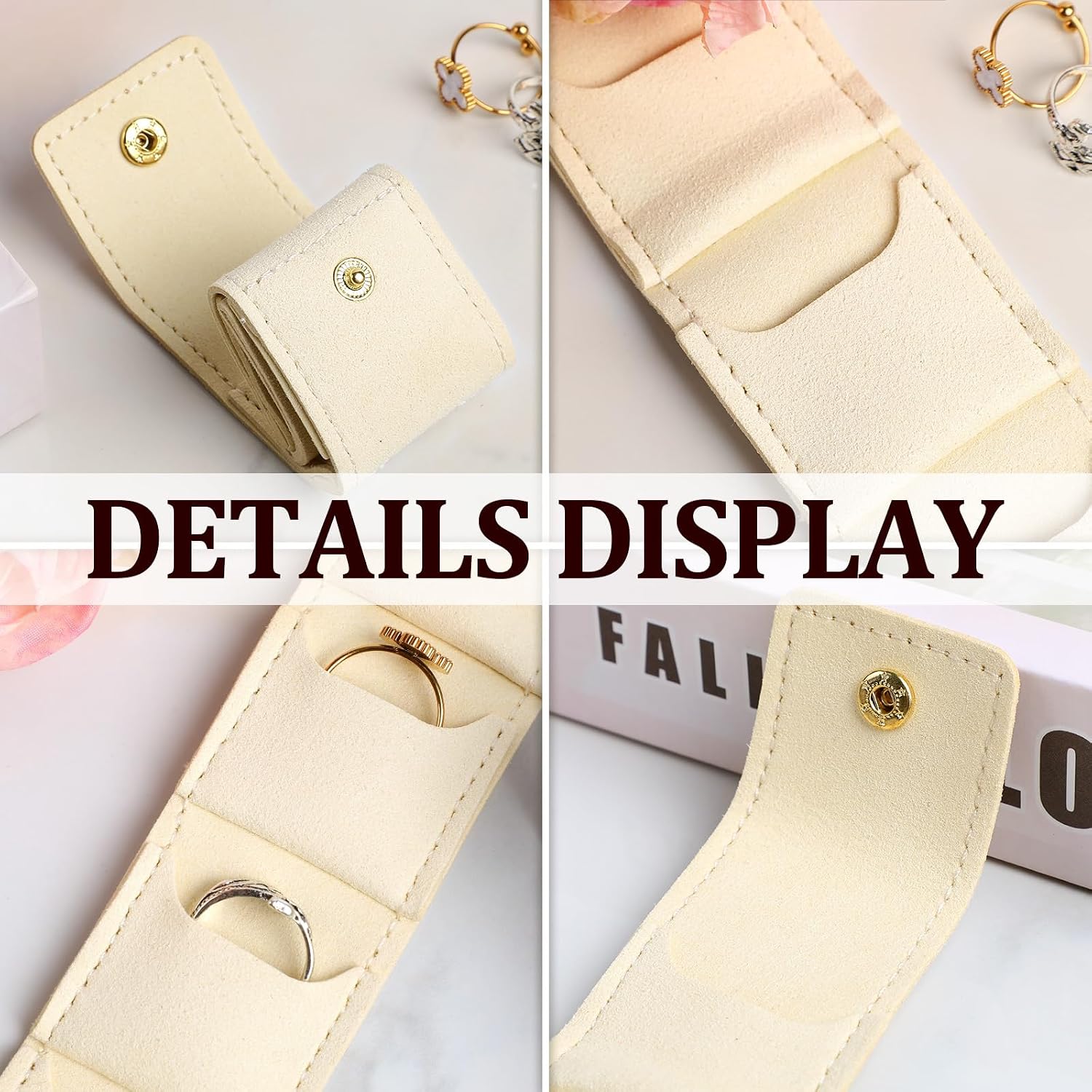 3pcs Mini Travel Jewelry Bag, Portable Travel Jewelry Organizer, Small Travel Jewelry Pouch Mini Travel Jewelry Case for Earrings, Rings, Necklaces (grey-white-pink)