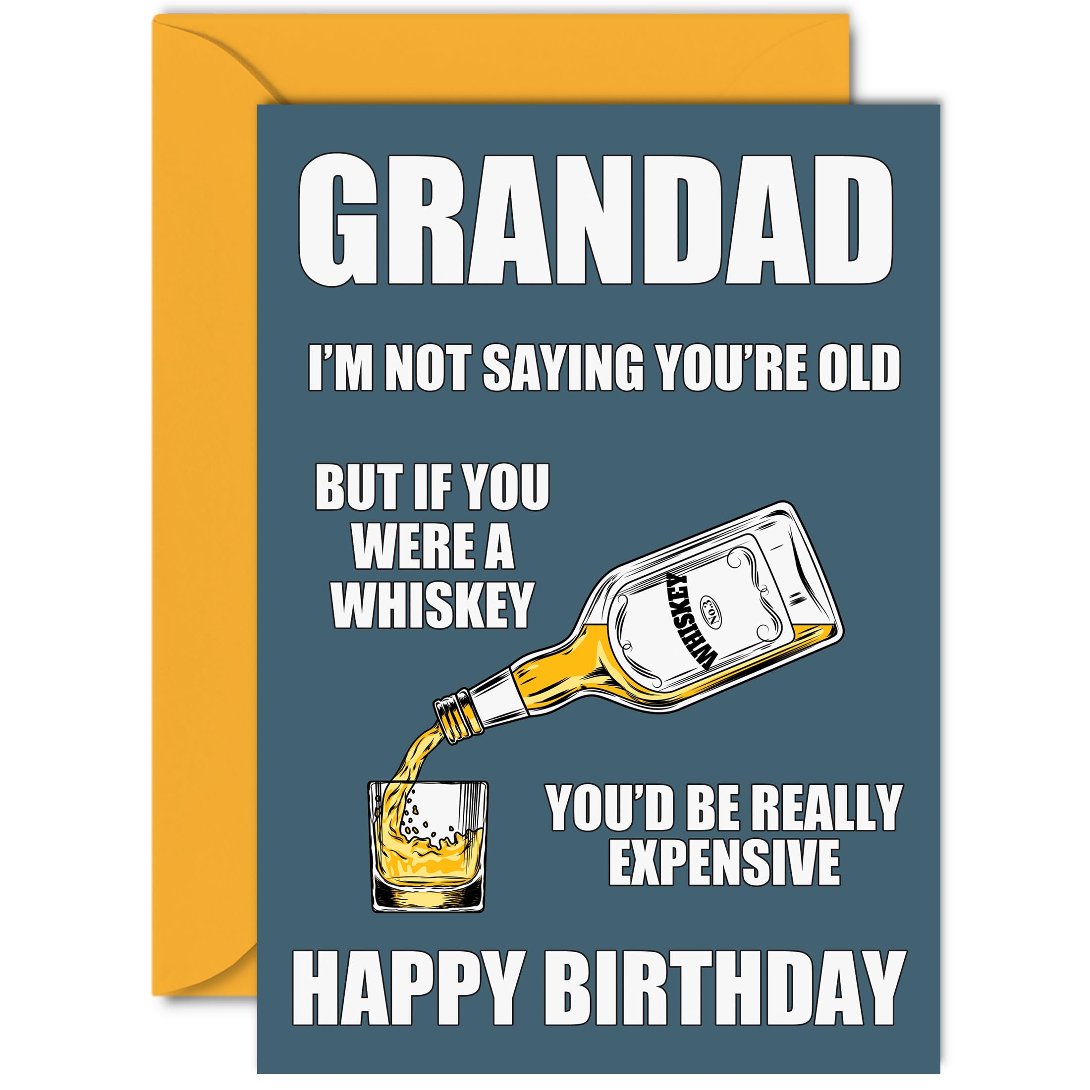 Funny Birthday Cards for Grandad - Aged Whiskey Whisky - Joke Rude Birthday Card for Grandad from Grandson Granddaughter, Humour 60th 70th 80th Bday A5 Grandparent Greeting Cards