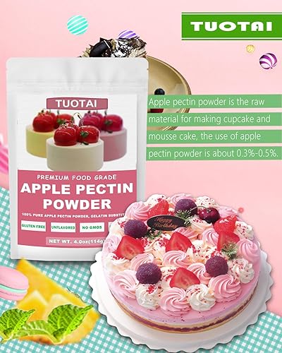 Miniatura 4 de Pectina en polvo de manzana, 4 onzas, concentrado de frutas naturales espesante de alimentos para pasteles, gelatina y alimentos para hornear