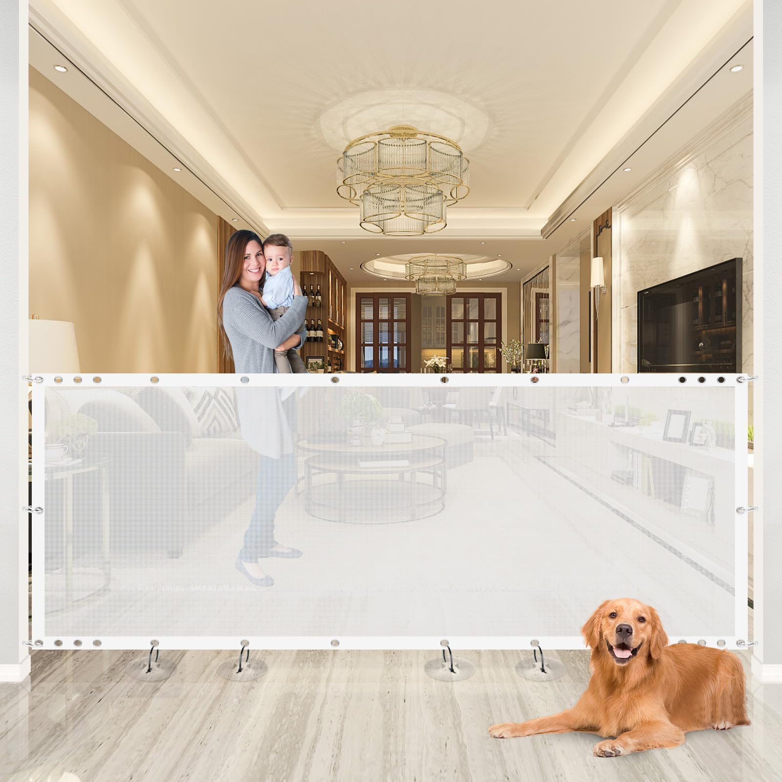 TNELTUEB 120 Inch Extra Wide Baby Dog Gate for Large