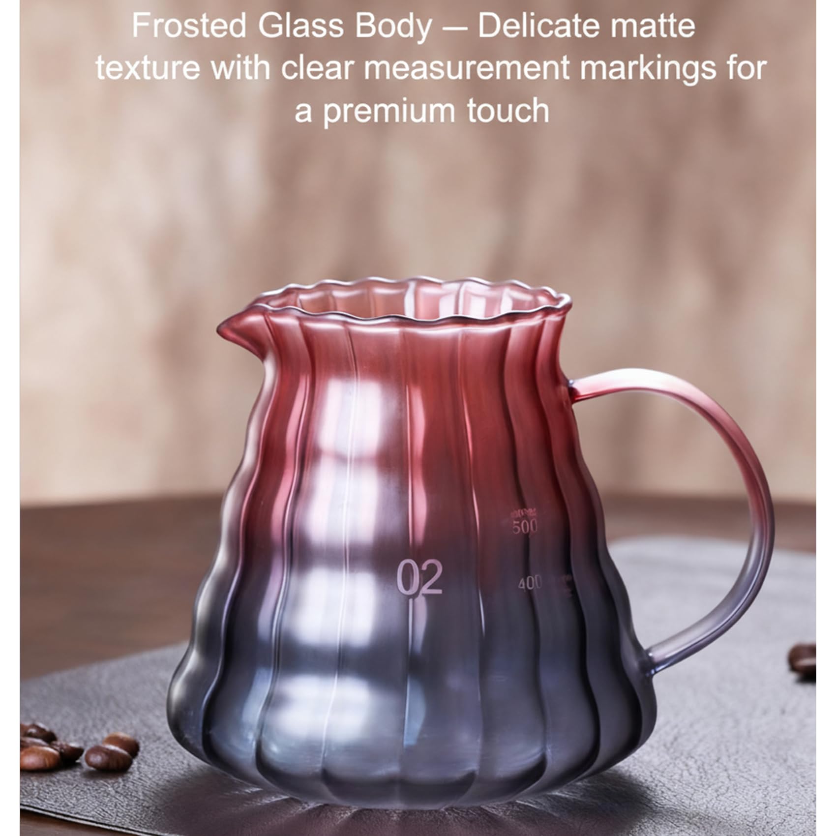 SINOTE’CA Caffettiera Pour Over Stile V60 con Caraffa in Vetro Borosilicato 600ml, Dripper con Manico in Noce e Coperchio, Design Rosso e Blu Satinato, con 100 Filtri di Carta Misura V02