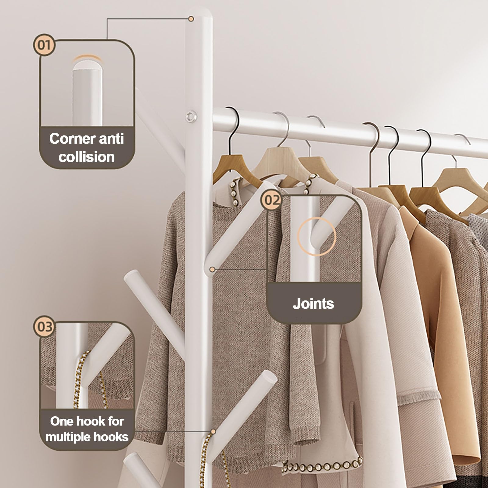 Appendiabiti in metallo con supporto per scarpe 1 barra appendiabiti per camera da letto e armadio nero 60 x 154 x 37 cm - Abbigliamento versatile & Perchero Colgador.