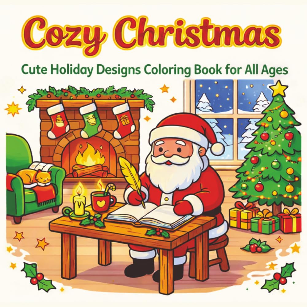 Cozy Christmas: Cute Holiday Designs Coloring Book for All Ages