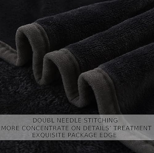 Vista 218 de Hozy - Cobija de forro polar para cama de 330GSM, suave, tela cepillada, muy cálida, para el sofá Gris ceniza