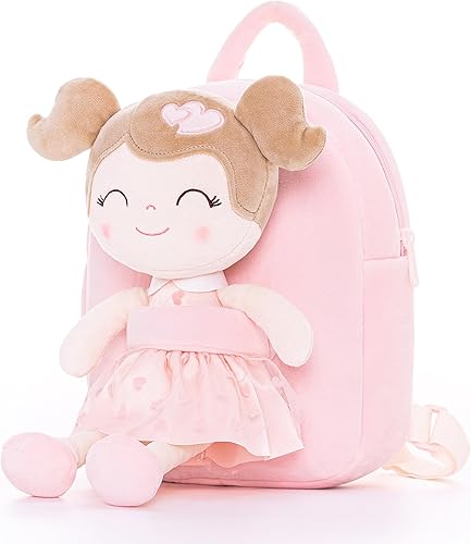 Gloveleya Mochila para niños pequeños, bolsa de felpa de regalo para bebé, bolsa de pañales con corazón flocado rosa mochila para niña