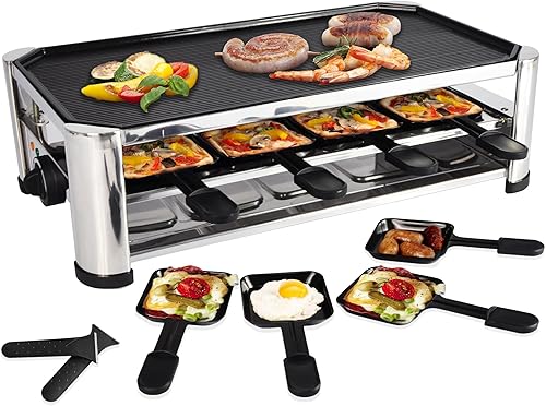Raclette - Parrilla de mesa de queso, portátil, eléctrica, coreana, para interiores, 1400 W, Raclette, parrilla de fiesta con placa reversible