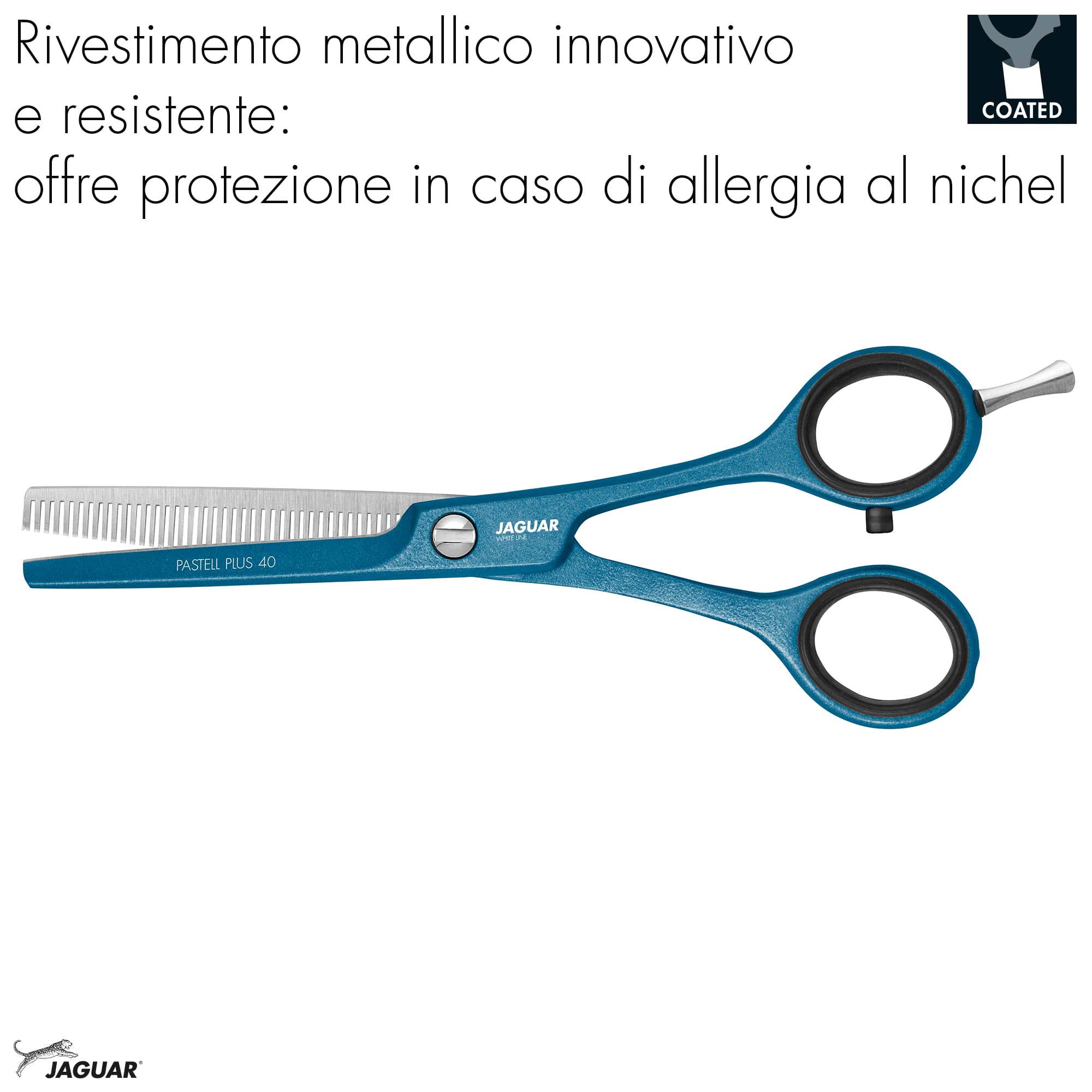 JAGUAR Forbici da modellatura PASTELL PLUS Atlantic Classic 40 5,5" | Forbici da texturizzazione con 40 denti sfolti a taglio prismatico | Rivestimento metallico antiallergico | Prodotto in Germania
