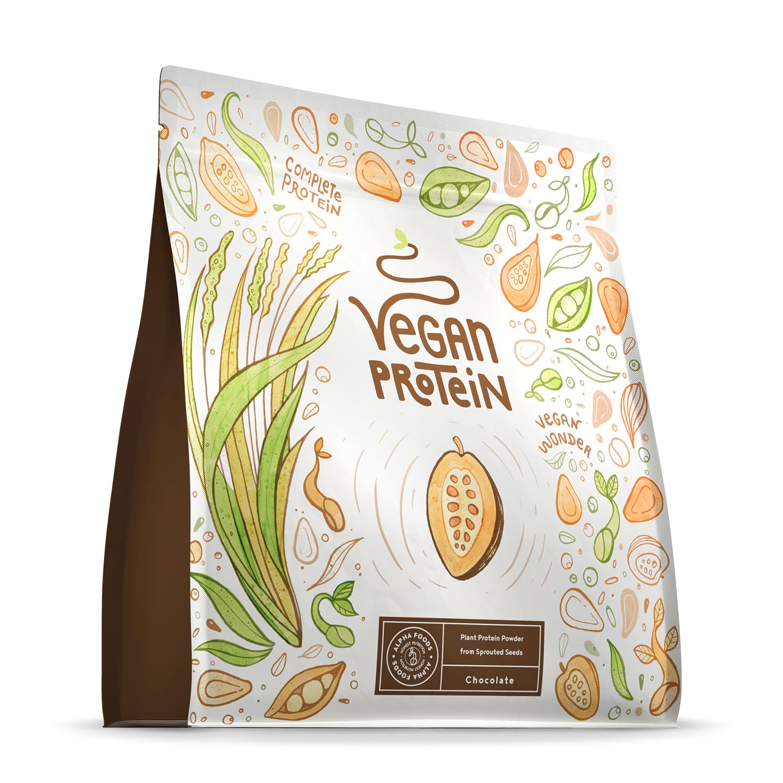 Alpha Foods Vegan Protein Powder | Chocolate | 600g Plant Based Nutrition Shake | Low Calorie Pea Protein | 21g Protein per Serving | Contains 18 Amino Acids